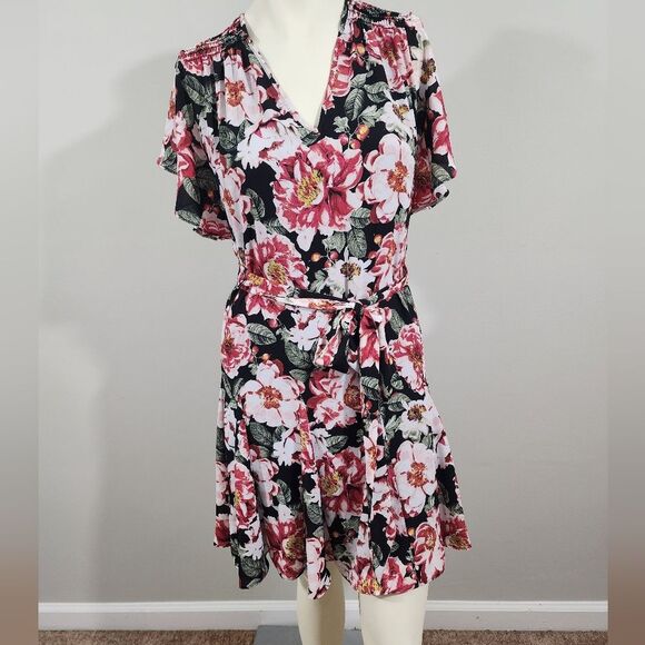 WHBM Floral godet pleat dress dark romantic feminine garden farie size XS - Picture 2 of 12